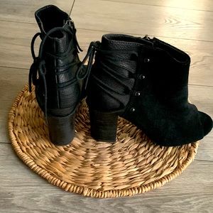 Black peep toe ankle booties